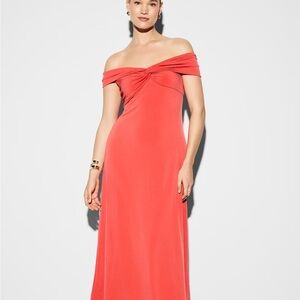 Old Navy Bright Coral Off the Shoulder Cocktail Dress